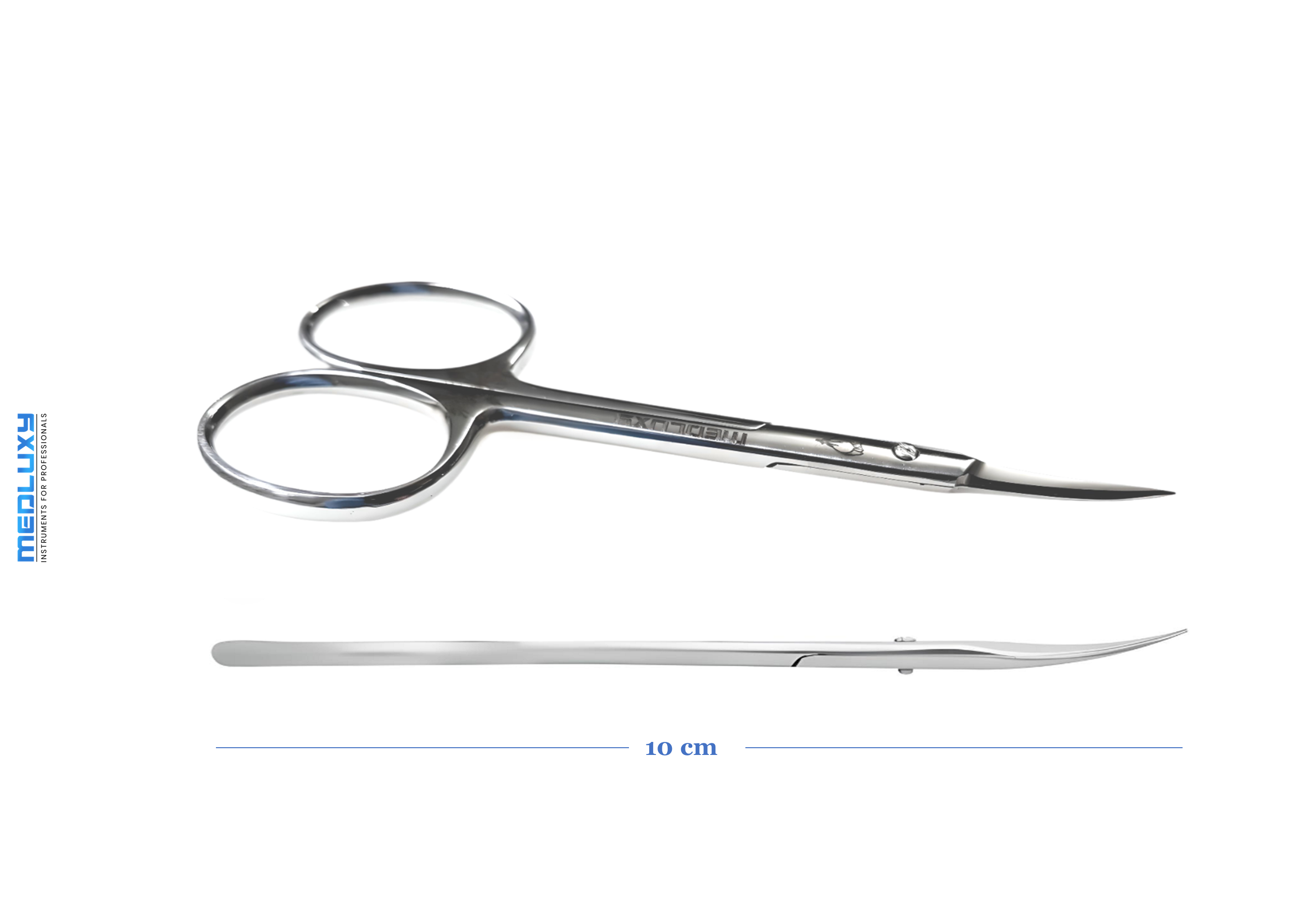 Medluxy PRO - Cuticle Scissors (Skin and Skin Scissors) - Curved - Micro Fine Pointed / Sharp Point - 10 cm - PM0012 (Cuticle Clippers, Cuticle Cutter, Cuticle Removal)